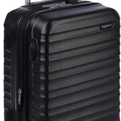 Amazon Basics 21" Hardside Carry-On Luggage, Hardshell Suitcase With Wheels, Expandable For Up to 25% More Space, With Scratch-Resistant Surface, Four Multi-directional Wheels, Black