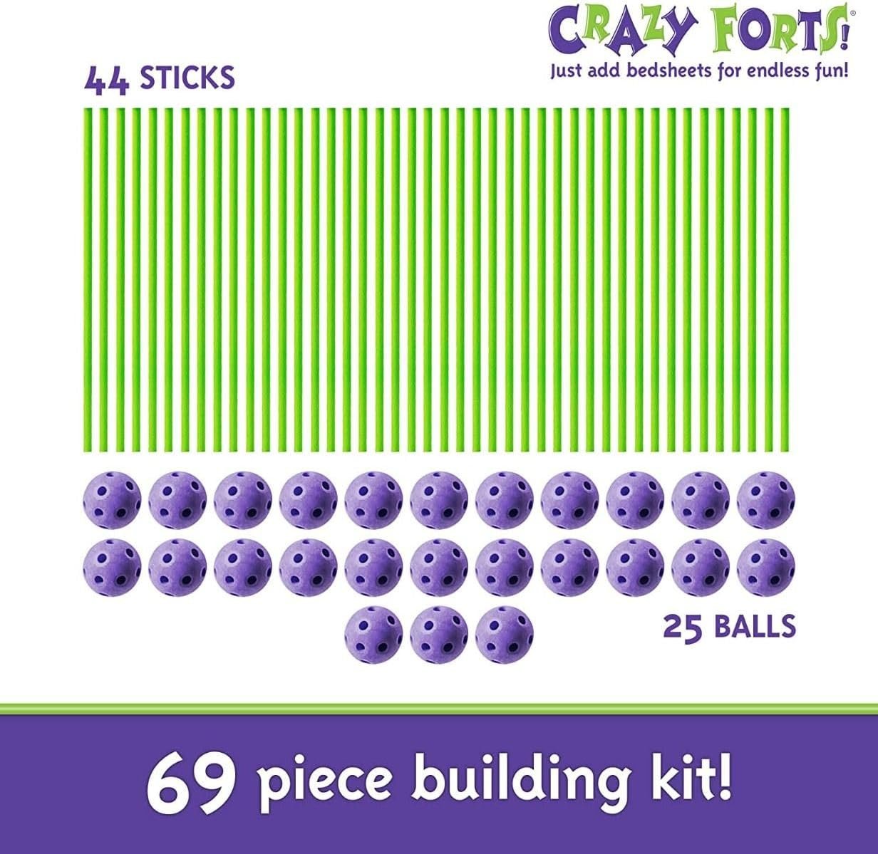 Crazy Forts! 69 Piece Buildable Indoor/Outdoor Play Fort Playset, DIY, Build Your Own, STEAM toy , Purple - Image 6