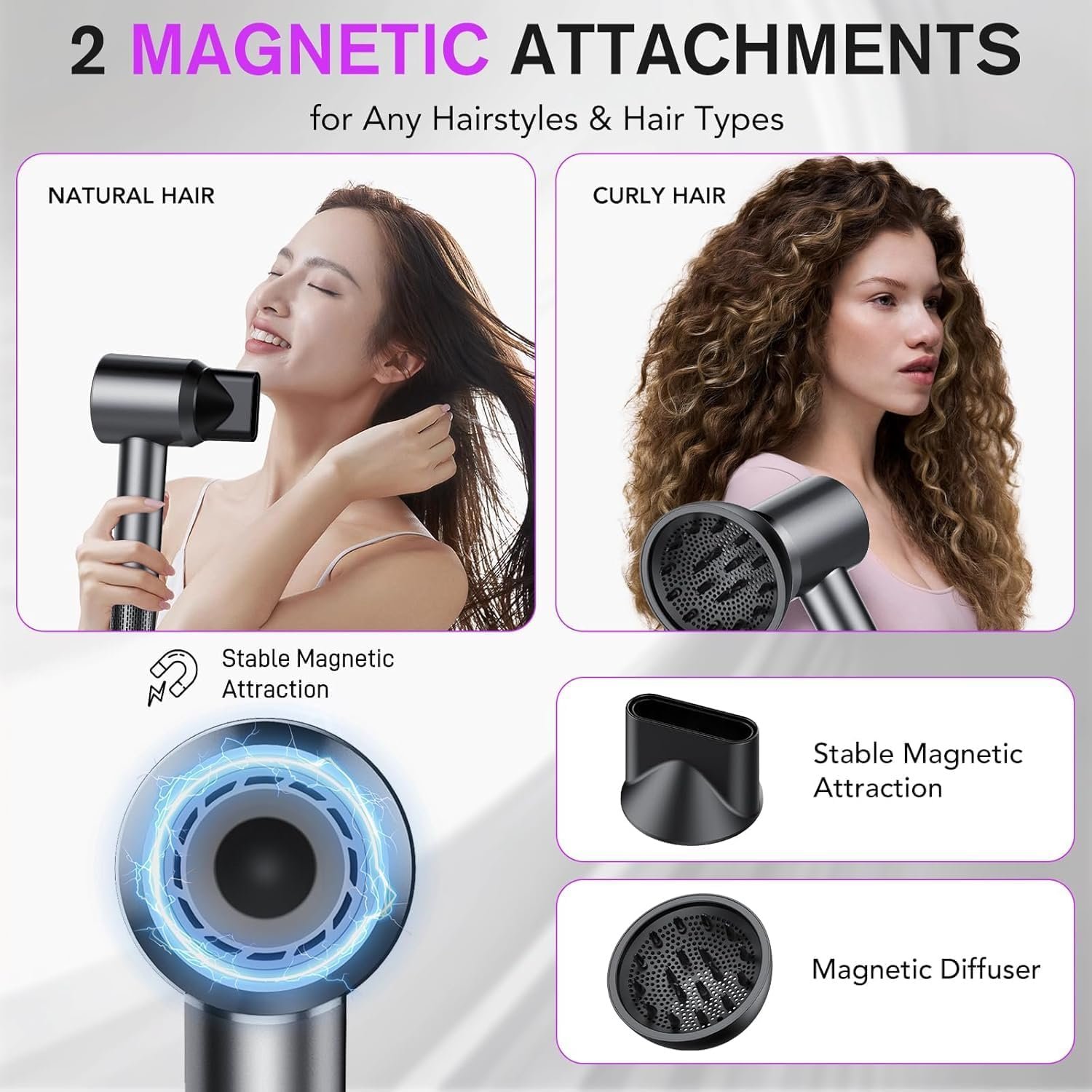 Hair Dryer, 160000 RPM Professional High Speed Ionic Blow Dryer 500 Million Negative Ions & Heat-Control & Low Noise Hairdryer for Faster Drying All Hair Types, No Heat Damage, Travel with Diffuser - Image 6