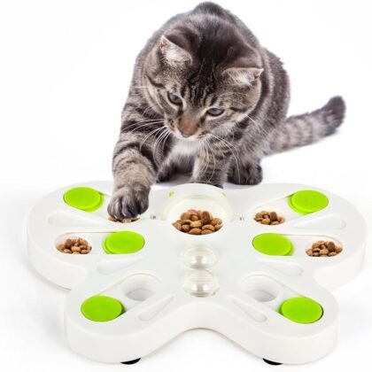 ALL FOR PAWS Interactive Cat Puzzle Feeder – Butterfly Shape Slow Feeder & Treat Dispenser – Enrichment Toy for Kittens & Indoor Cats