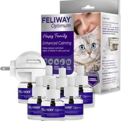 FELIWAY Optimum Cat, Enhanced Calming Pheromone Diffuser: 1 Diffuser Kit & 6 Refills