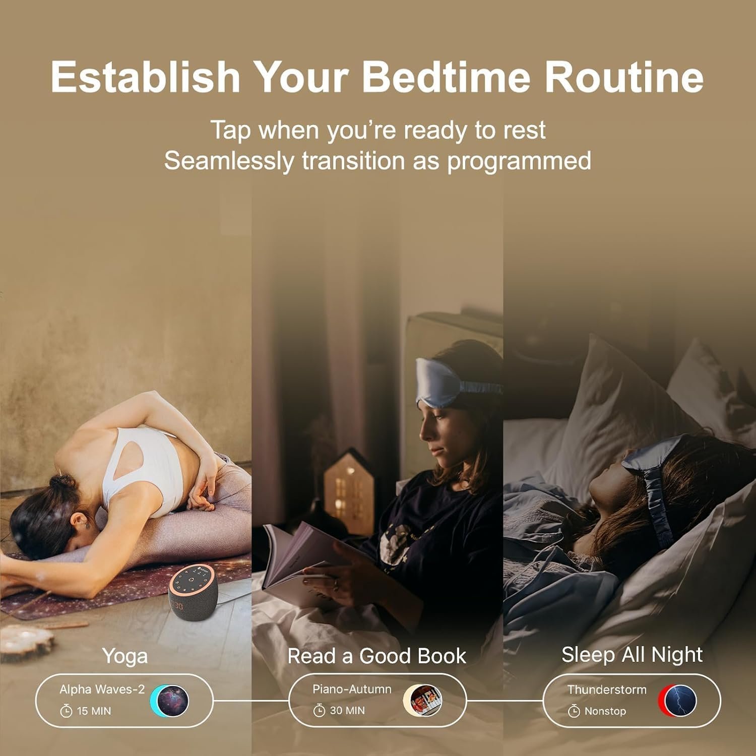 Hotmoon Sound Machine, Cocoon Pro 2 White Noise Machine for Sleeping Adults, 388 Non Looping Sounds & Sleep Timer, Smart App Control Night Light, Nature Sound Pink Green Brown Noise Maker, Plug in - Image 5