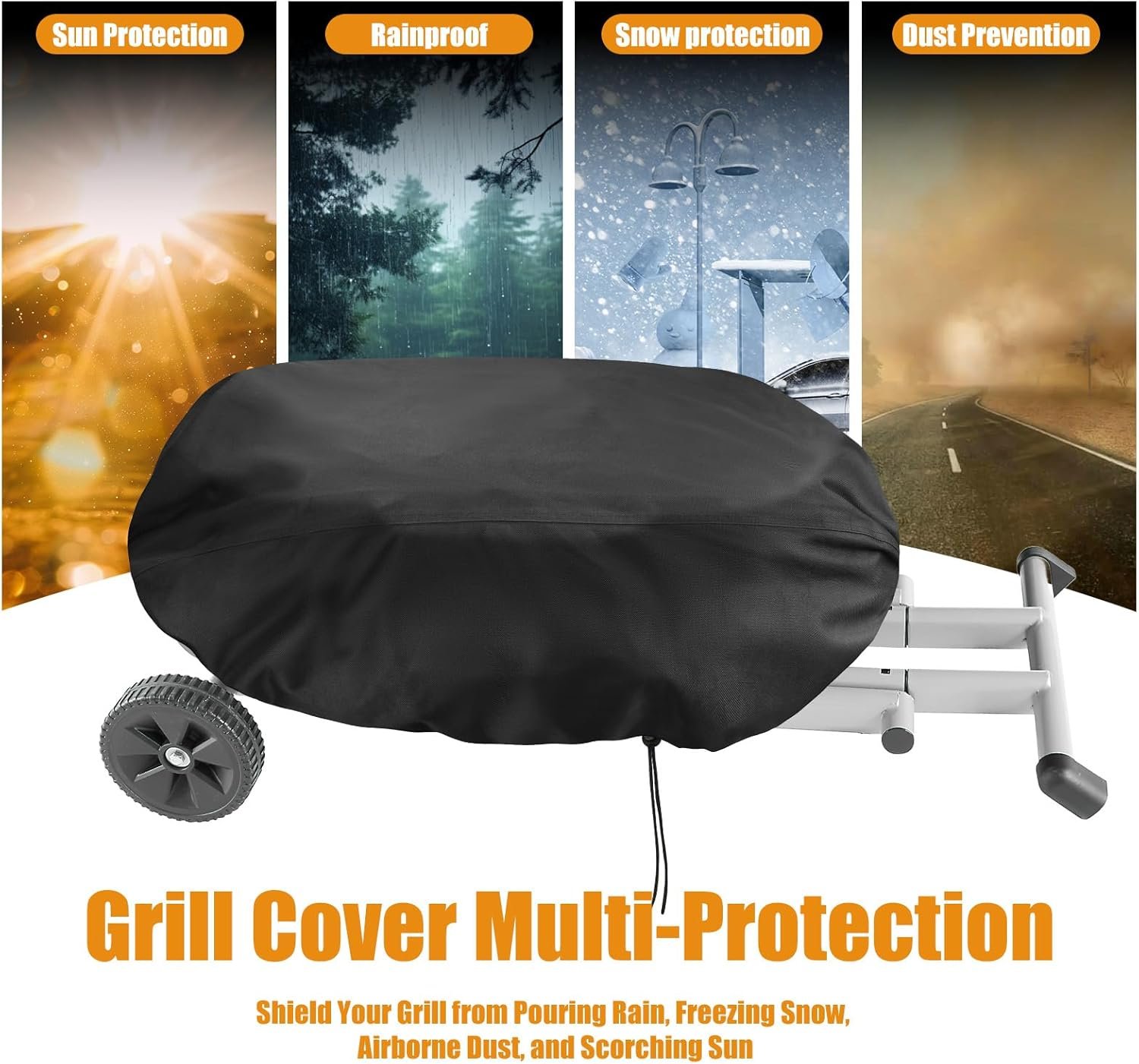 Heavy Duty Grill Cover,Portable Grill Cover for Roadtrip LX/LXX/LXE/285 and Smoke Hollow 205 Grills,Outdoor Waterproof 600D Oxford Fabric and Adjustable Hem Grill Covers Accessories,All Weather - Image 3