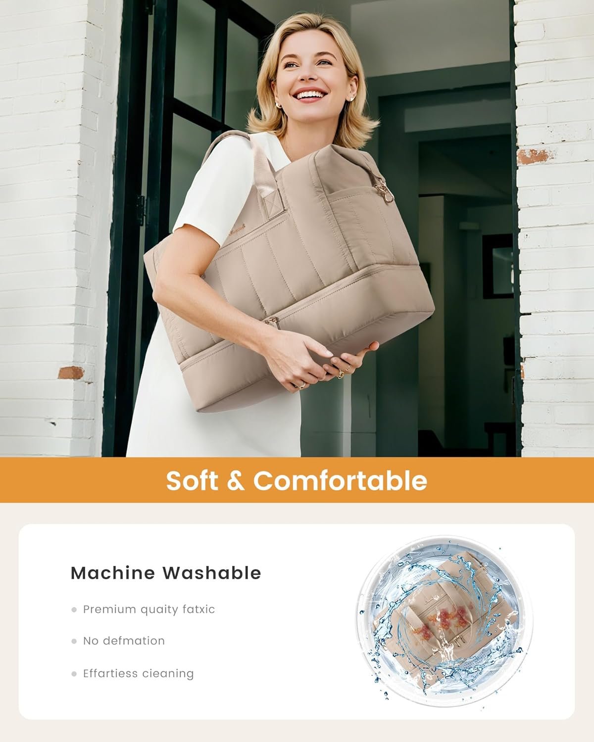 LOVEVOOK Travel Duffle Bag,Puffer Weekender Bags For Women with Shoe Compartment,42L Carry On Duffel Bags For Airplanes,Hospital Bag for Labor and Delivery,Overnight Bsg With Toiletry,2Pcs Set - Image 2