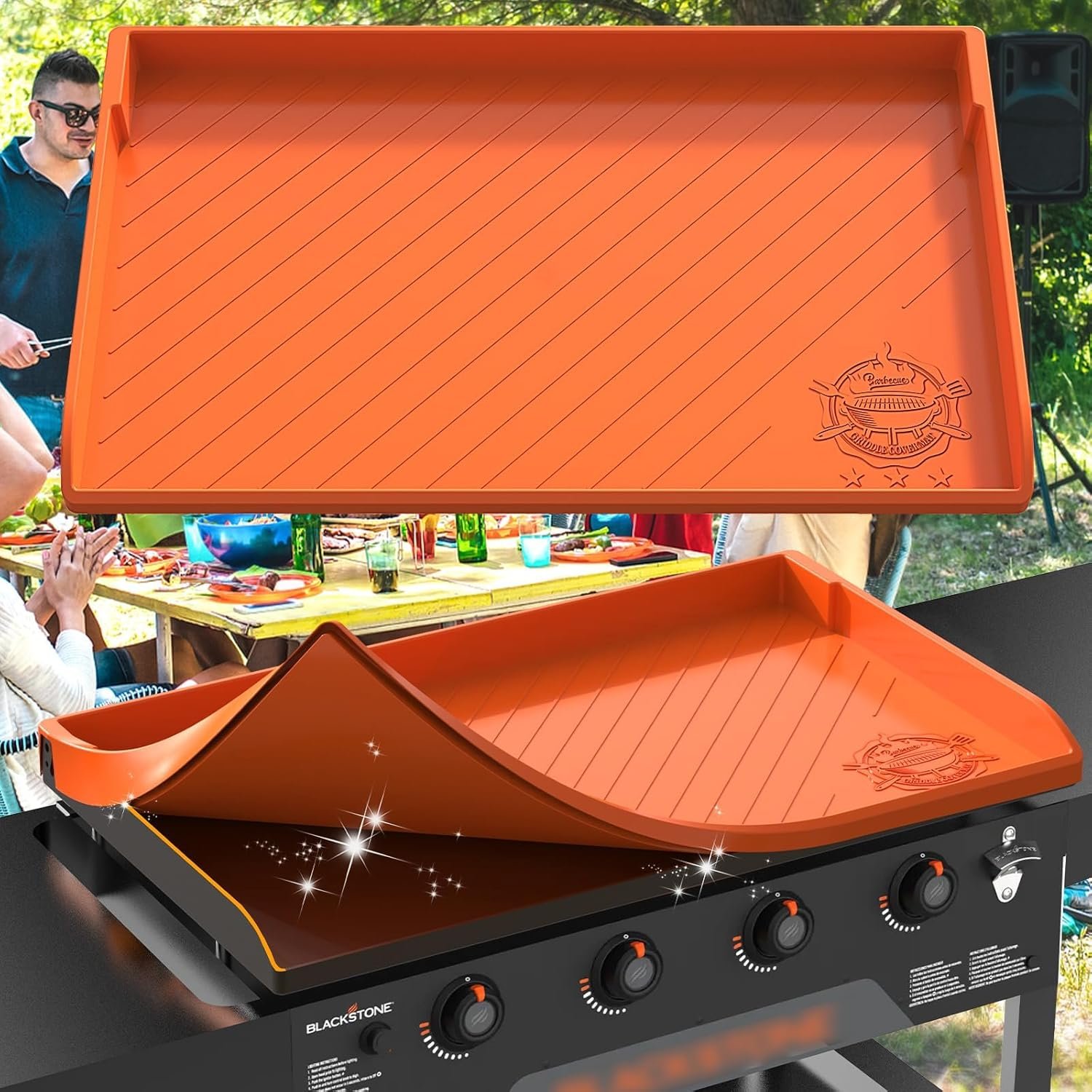 Silicone Griddle Cover for Omnivore Blackstone 36" Griddle, Heavy Duty Food Grade Silicone Grill Protective Mat for Blackstone Accessories,Full-Edge Coverage Design Protect from Dirt,Rust(Orange)