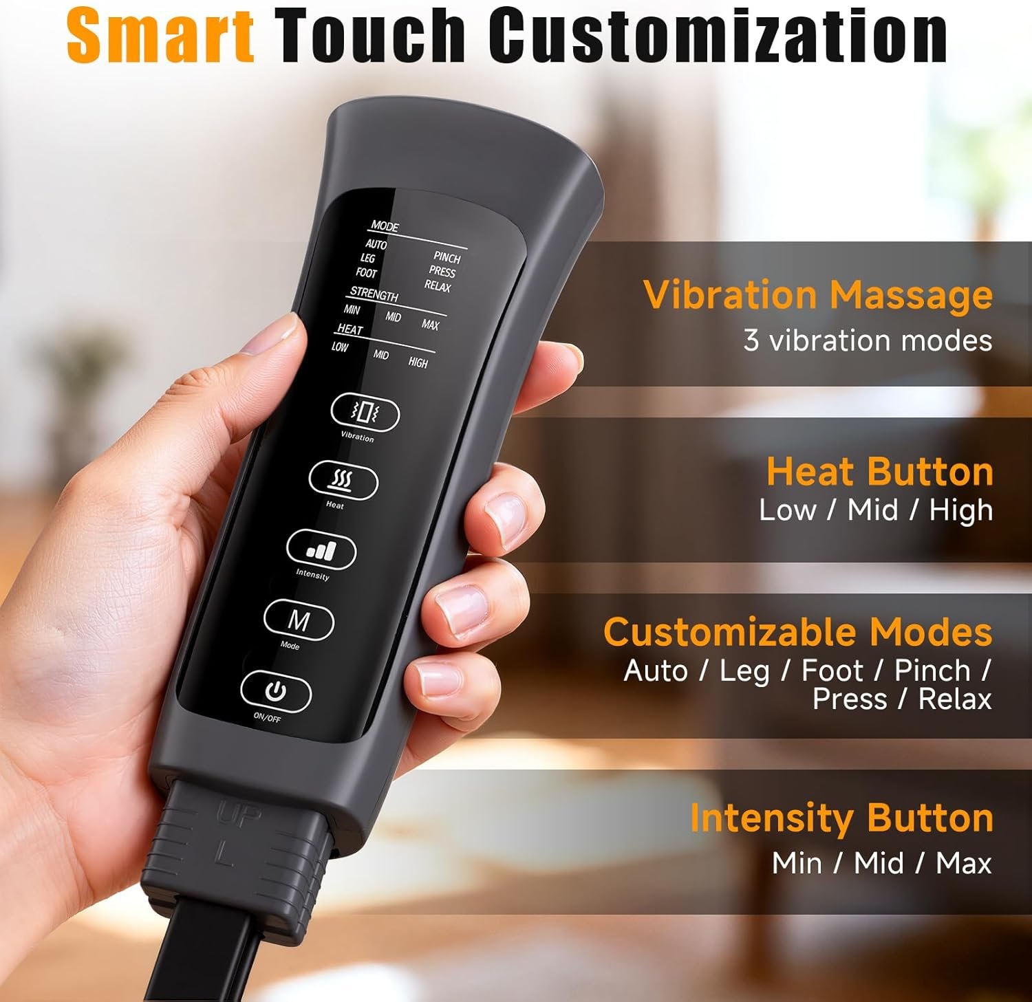 Leg Massager with Heat and Compression, Foot and Calf Massager for Circulation and Pain Relief, Compression Boots with Handheld Controller, 6 Modes 3 Intensities, Gift for Mom Dad - Image 5