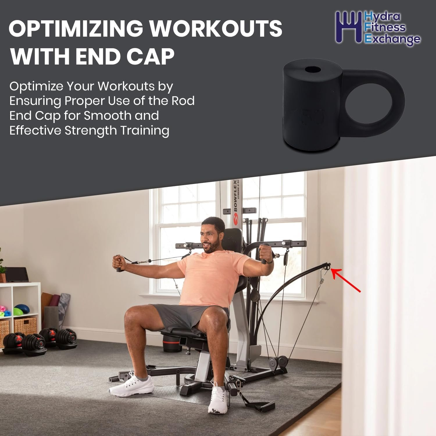 End Cap for 5lb, 30lb and 50lb Power Rod – Durable Nylon Rubber Replacement Gym Part Accessory for High Resistance Rods – Compatible with Bow-Flex Home Gym Strength System PR1000 PRO XTL Xtreme 2 SE - Image 3