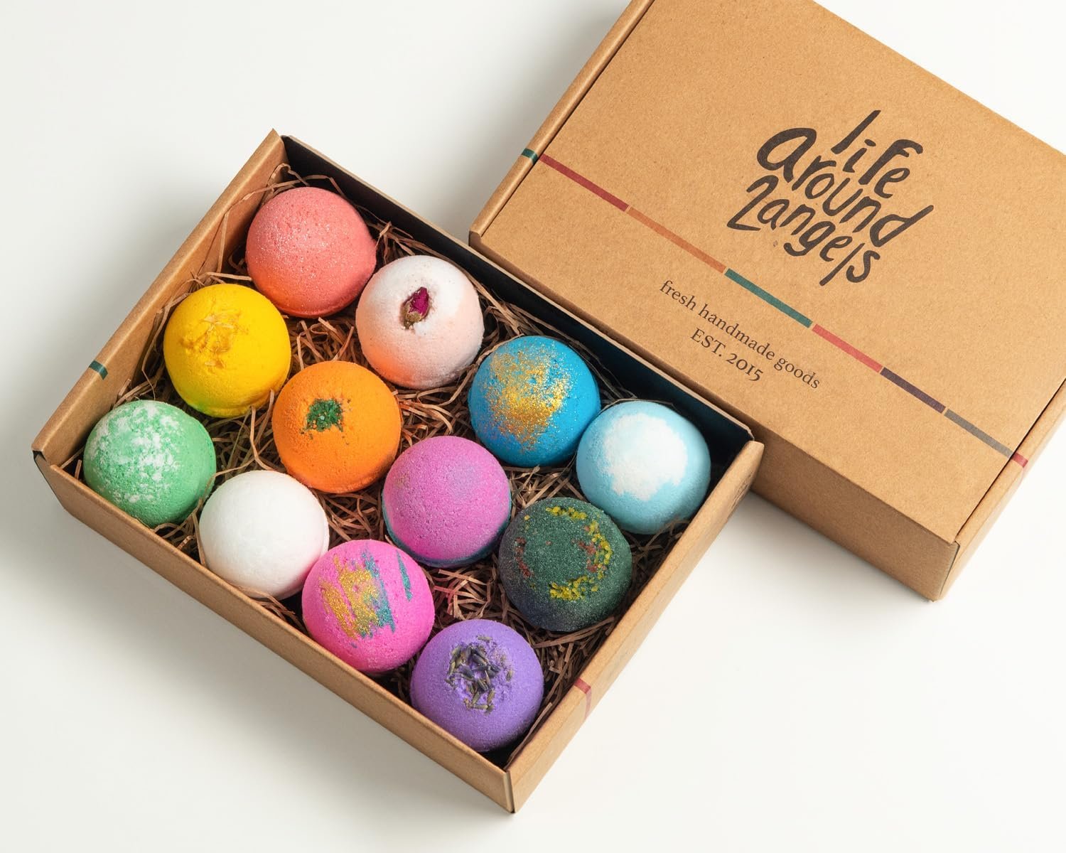 LifeAround2Angels Bath Bombs Gift Set 12 USA made Fizzies, Shea & Coco Butter Dry Skin Moisturize, Perfect for Bubble Spa Bath. Handmade Birthday Mothers day Gifts idea For Her/Him, wife, girlfriend - Image 8