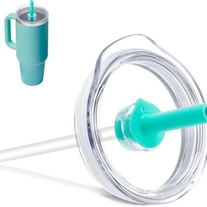 Press-In Tumbler Lid for Hydro Flask 32 40oz Travel Tumblers, Replacement Tumbler Lid with Straw for Hydro Flask 32oz 40oz All Around Tumblers(Teal)