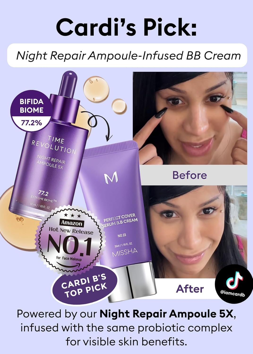 MISSHA Time Revolution Night Repair Face Serum Ampoule (5th Gen) - Overnight Probiotic Skincare for Revitalization and Radiance, 1.69 Fl Oz - Image 4