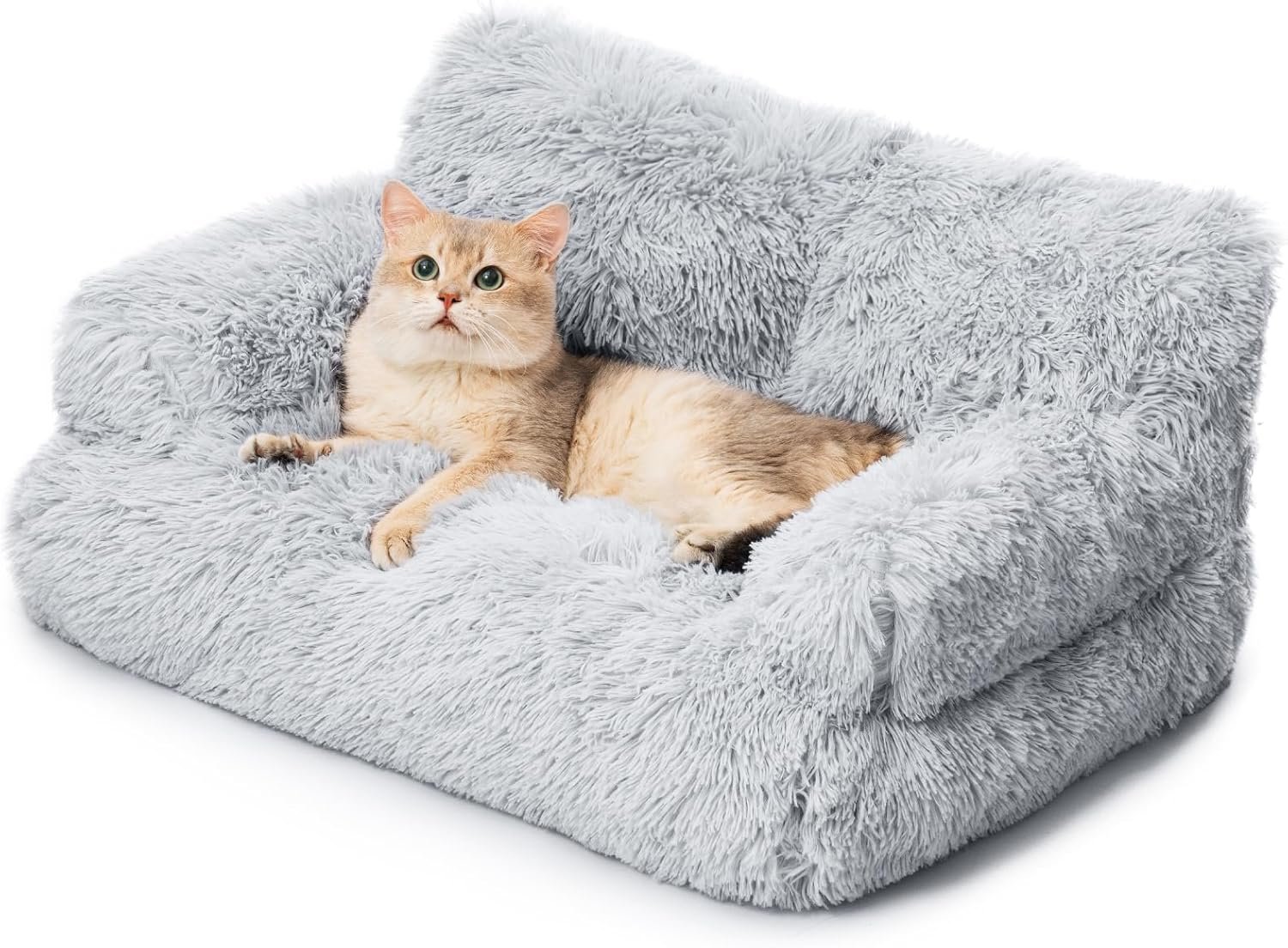 Mewoo Dog Couch, Small Dog Bed with Removable Washable Cover, Cute Cat Couch for Pets, Cat Beds for Indoor Cats with Anti-Slip Bottom (Grey) - Image 8