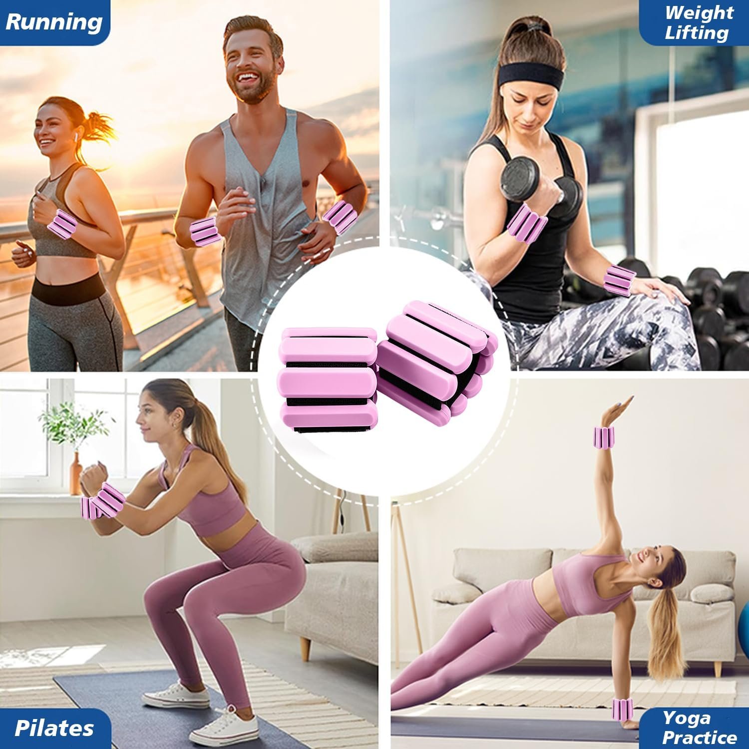 Wrist and Ankle Weights for Women & Men 2 Pack (1lb Each), Adjustable Silicone Weighted Bracelet for Pilates, Gym, Yoga, Cardio & Strength Training, Bala-Style Bangles Slip-Free Design - Image 7