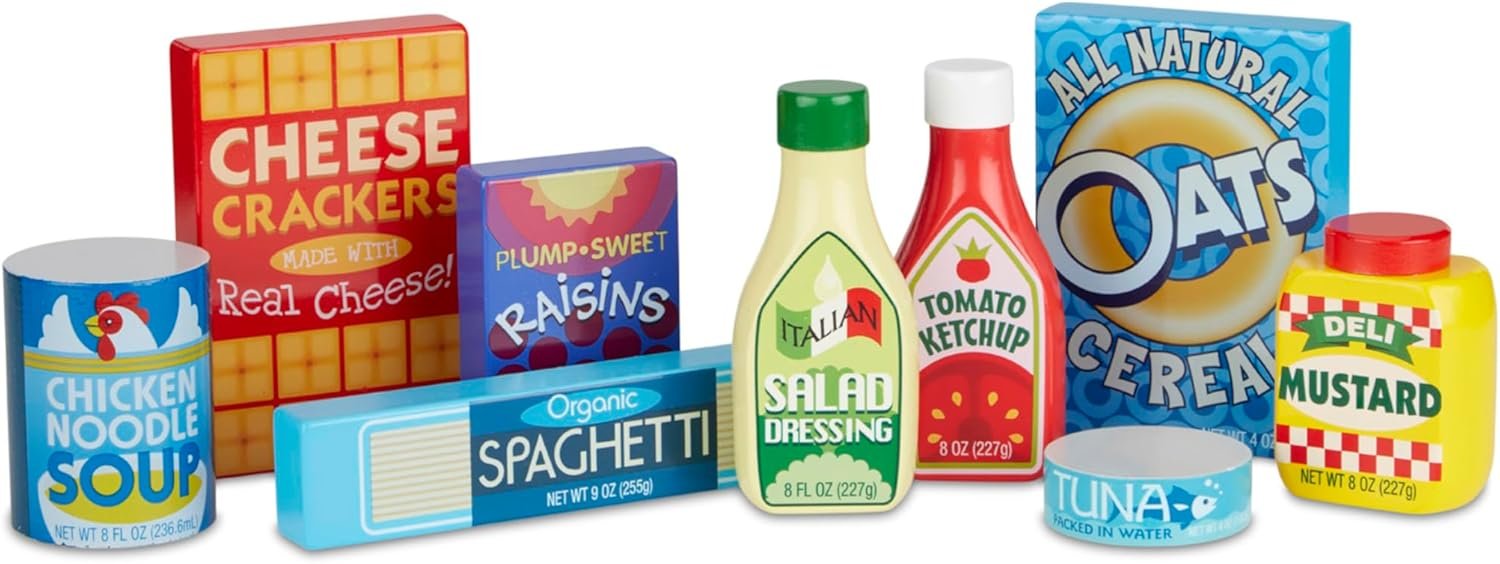 Melissa & Doug Wooden Pantry Products Play Food Set (9 pcs) - Image 4