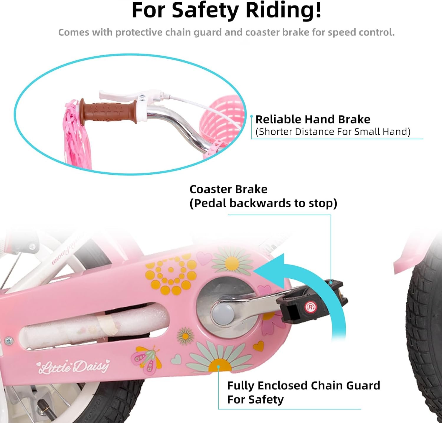 JOYSTAR Little Daisy Kids Bike for Girls Boys Ages 2-7 Years, 12 14 16 Inch Girls Bikes with Doll Bike Seat & Streamers, Boys Bike with Flag & Number Plate, Multiple Colors - Image 3