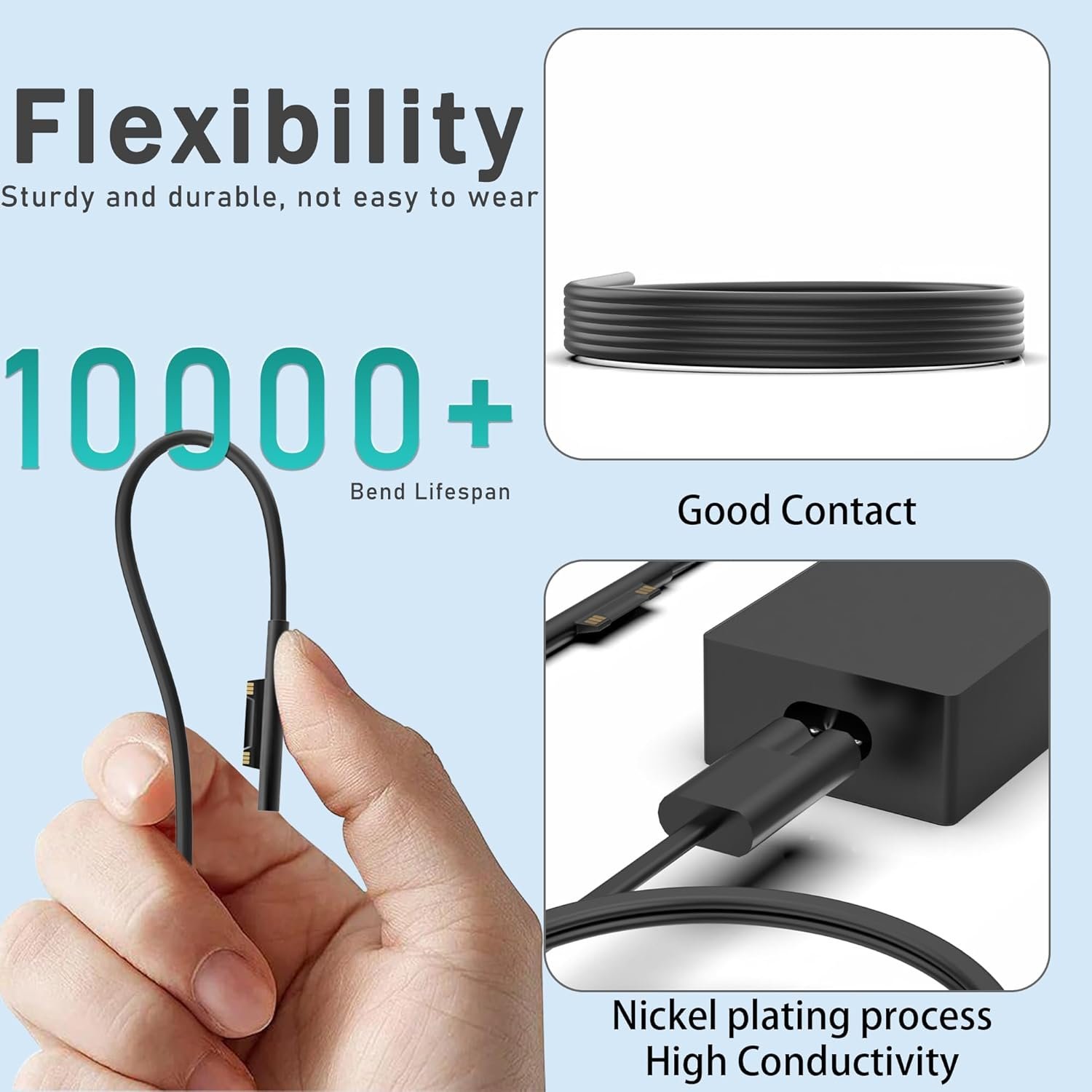 New 65W Surface Pro Charger Compatible with Microsoft Surface Pro 11,10, 9, 8, 7+, 6, 5, 4, 3, X, Windows Surface Laptop 6, 5, 4, 3, 2, 1, Surface Go Tablet, Surface Book 3, 2, 1, 44W, 36W - Image 5