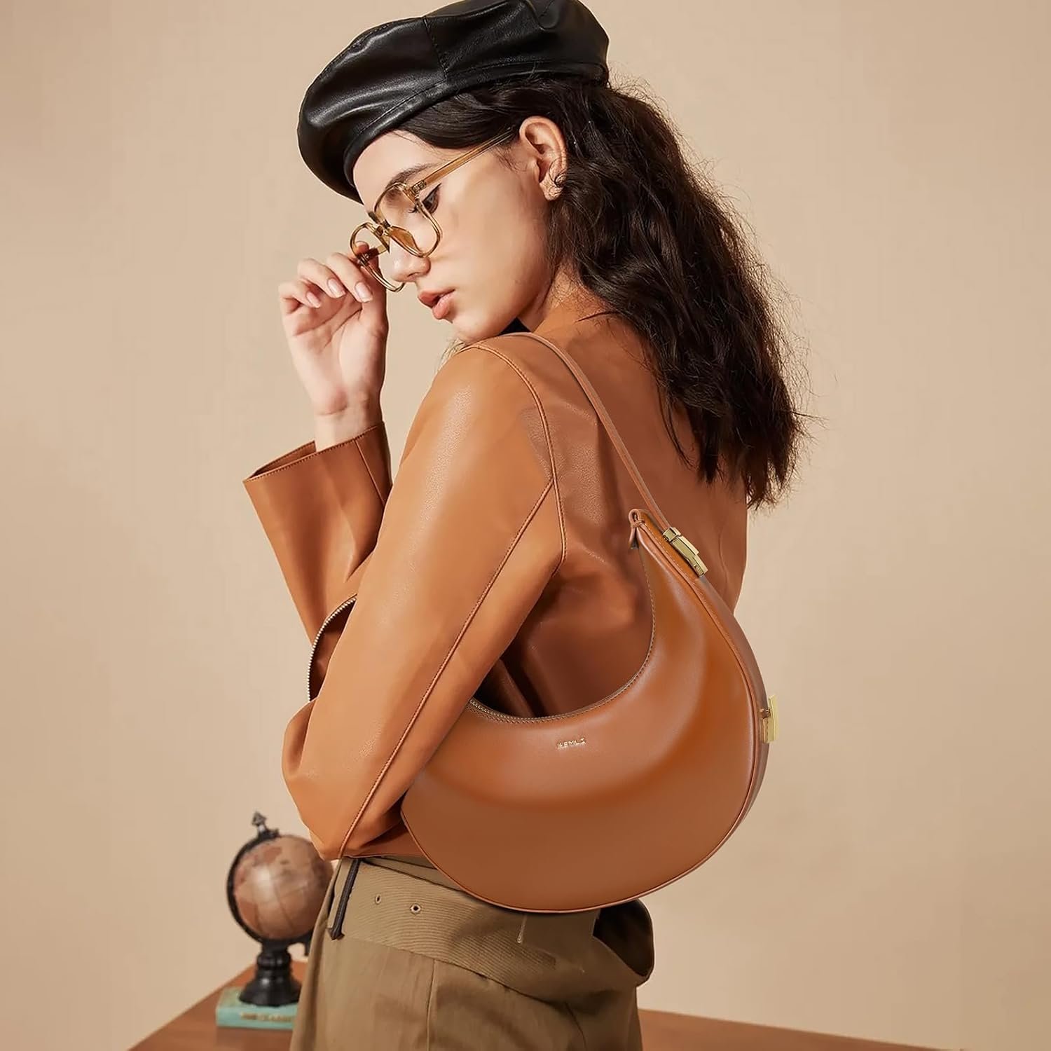 Keyli Shoulder Bag for Women 3 Ways Adjust Strap Clutches Hobo Purses Fashionable Casual Tote Handbags with 2 Zipper Closure - Image 4