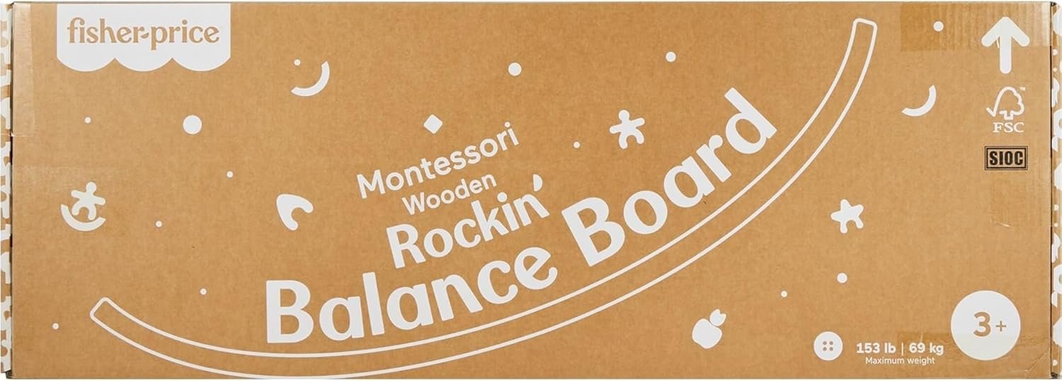 Fisher-Price Wood Montessori Toy Rockin' Balance Board, American Montessori Society Seal of Excellence, 31.7-Inch Wooden Motor Skills Learning Activity for Kids Ages 3+ Years(Amazon Exclusive) - Image 6