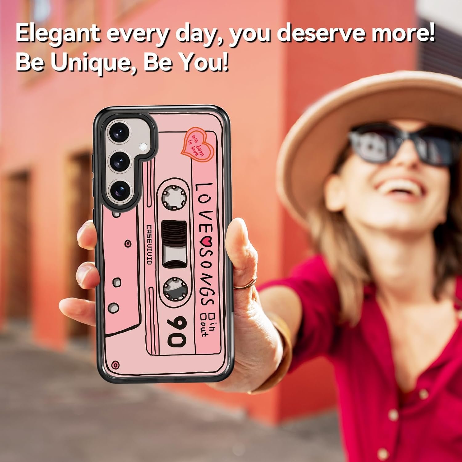 Magnetic for Samsung Galaxy S24 Magsafe Case Cute Aesthetic - Durable Shockproof 6.6 ft Drop Impact Phone Case Cover with Funny Fashion Cassette Tape Design 6.2" Black - Image 6