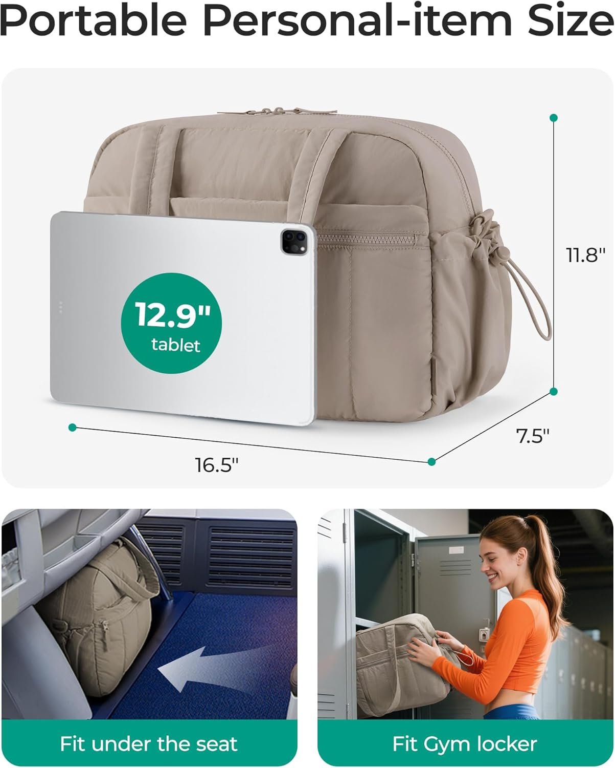 BAGSMART Gym Bag for Women, Duffle Bag for Travel with Wet Pocket, Lightweight Carry on Weekender Duffel, Water Resistant - Image 2