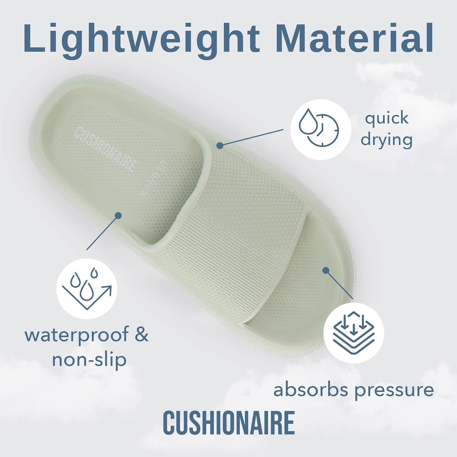 CUSHIONAIRE Feather EVA Slides for Women – Comfortable Slip On Womens Slippers, Indoor Outdoor Shower Shoes, Beach Essential Cloud Slides - Image 4