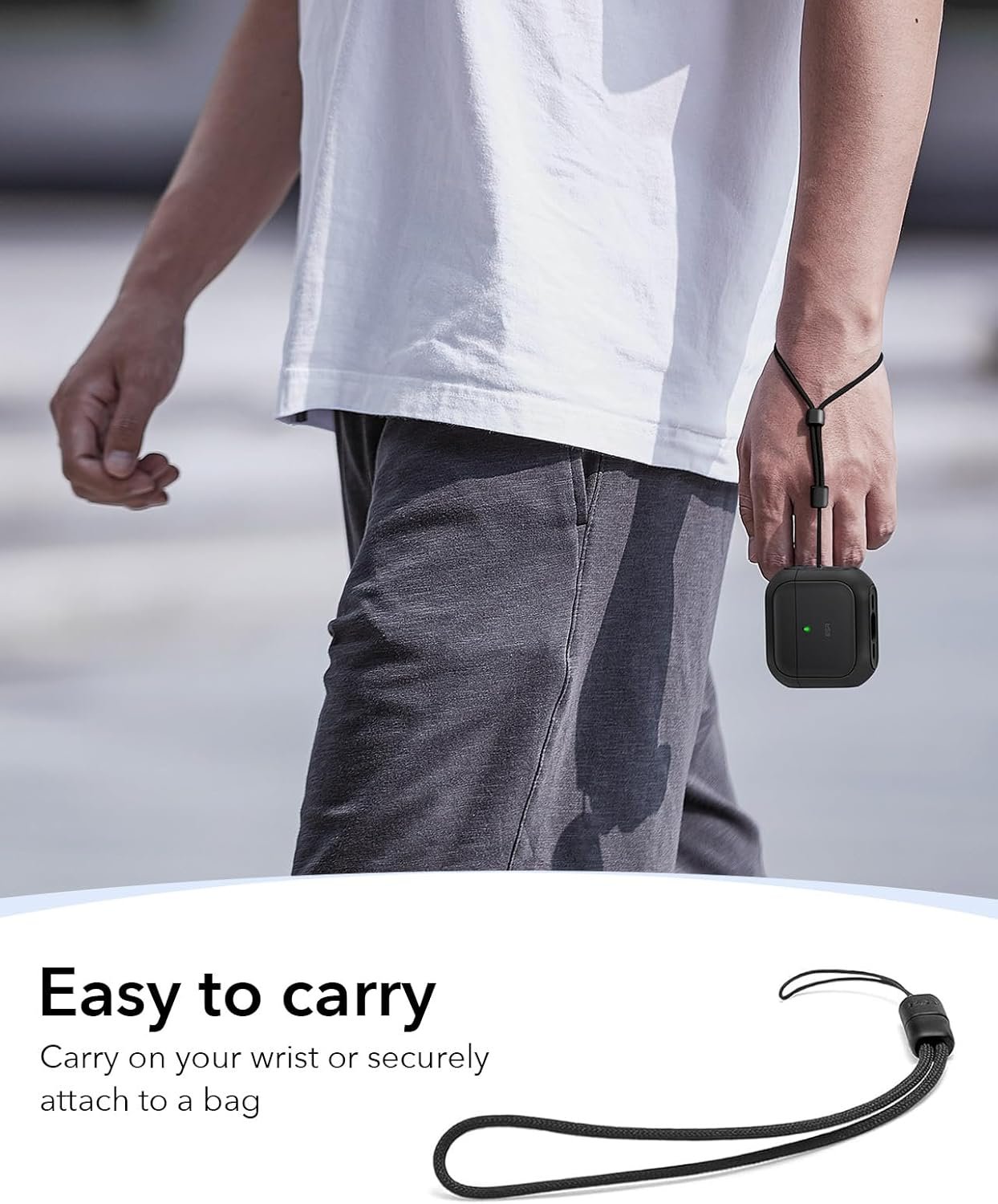 ESR for AirPods 4 Case, Compatible with AirPods 4th Generation Case (2024) (USB-C), Compatible with MagSafe, Drop Protection Cover with Lanyard, Magnetic Lid Lock, Orbit Hybrid Series, Black - Image 8