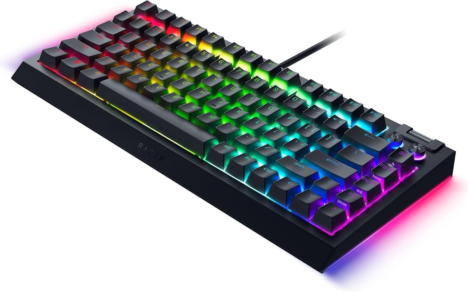 Razer BlackWidow V4 75% Mechanical Gaming Keyboard: Hot-Swappable Design - Compact & Durable - Orange Tactile Switches - Chroma RGB - MF Roller & Media Keys - Comfortable Wrist Rest - Black (Renewed) - Image 8