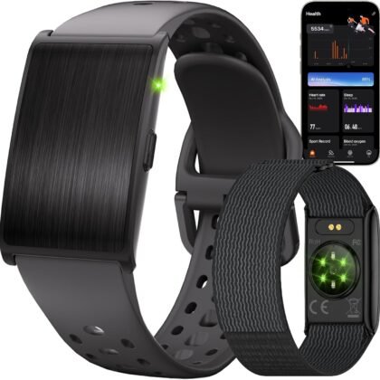 Smart Bracelet for Men Women, Activity Health Fitness Trackers with 60-Day Battery Life, 24/7 Continuous Heart Rate Blood Pressure SpO2 HRV Stress Sleep Monitor, 170+ Sports Modes, Sub-Free