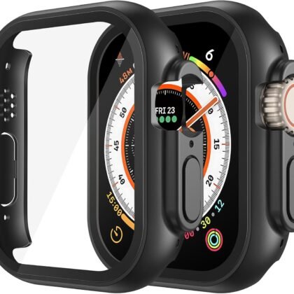 Misxi 2 Pack Hard PC Case Built in Tempered Glass Compatible with 49mm Apple Watch Ultra 3 (2025) / Ultra 2 / Ultra, Thin Protective Case with Screen Protector for iWatch, Shockproof Cover with Button, Black