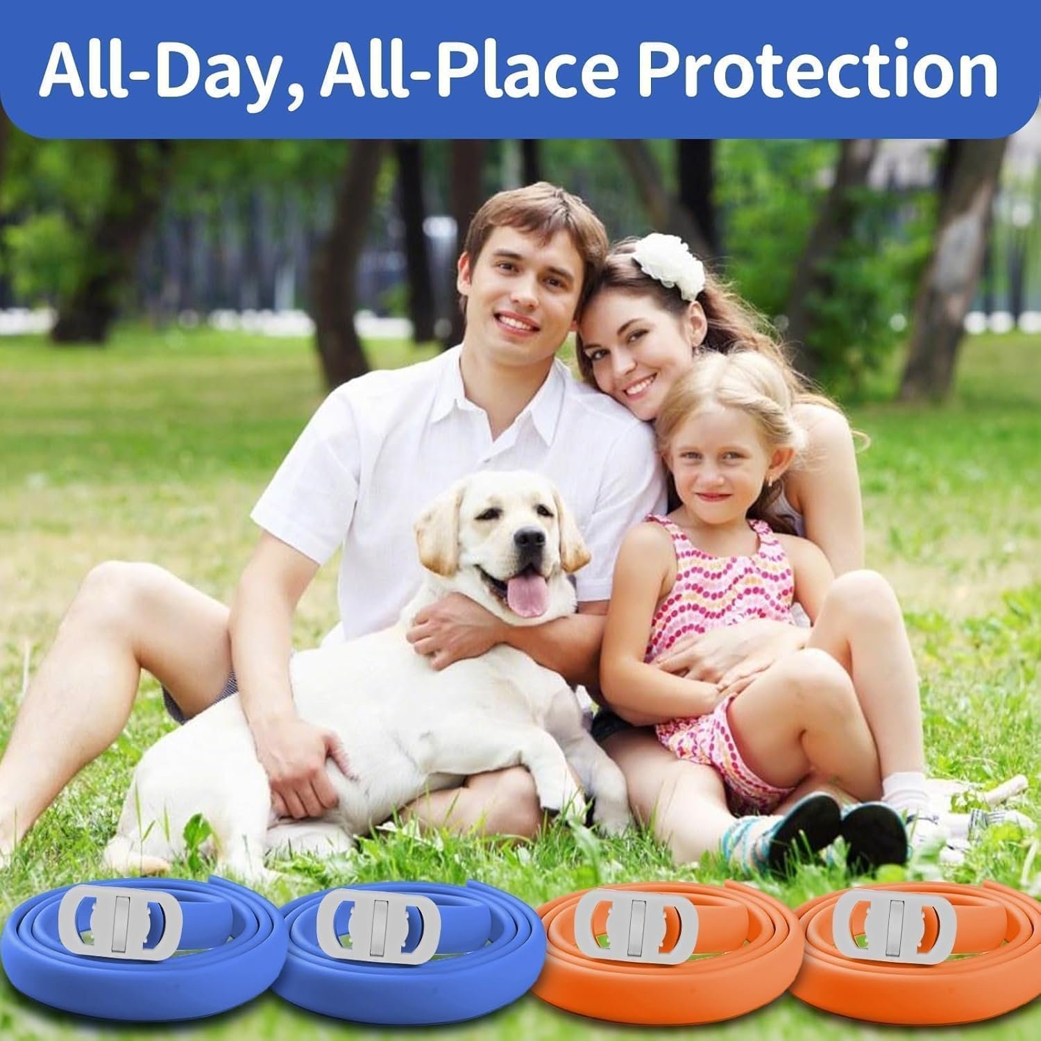 Dog Flea and Tick Collar 4 Pack, Waterproof Adjustable Collar for Dogs and Puppies, 32-Month Prevention, Blue & Orange - Image 7