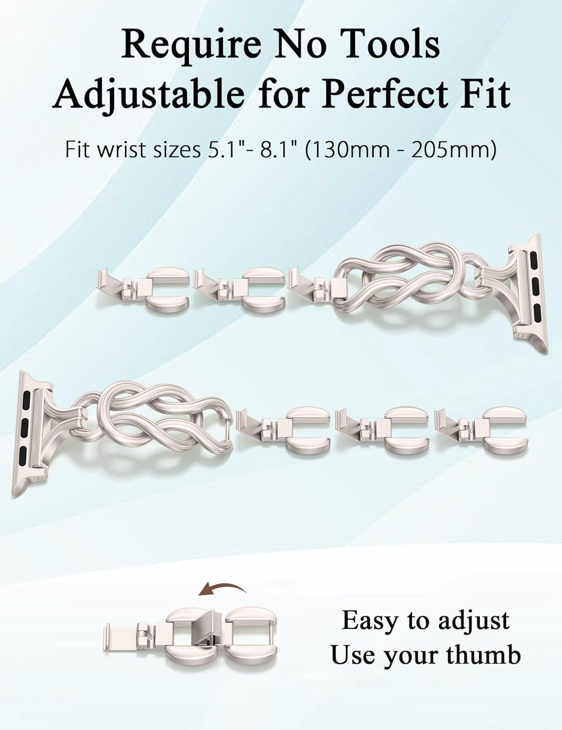 TOYOUTHS Celtic Bracelet Compatible with Apple Watch Bands 38/40/41/42/44/45/46/49mm Women, Dressy Chain Stainless Steel Metal Jewelry Link Strap for iWatch Series 11 10 9 8 7 6 5 4 SE/Ultra 3 2 1 - Image 4