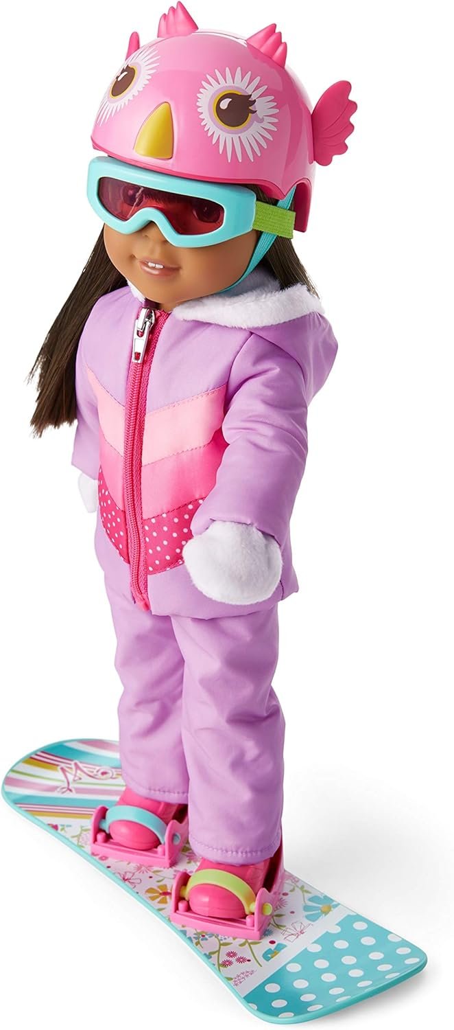 American Girl WellieWishers 14.5-inch Doll Frosty Fun Snowboard Playset with Owl-Face Helmet and Goggles, For Ages 4+ - Image 5