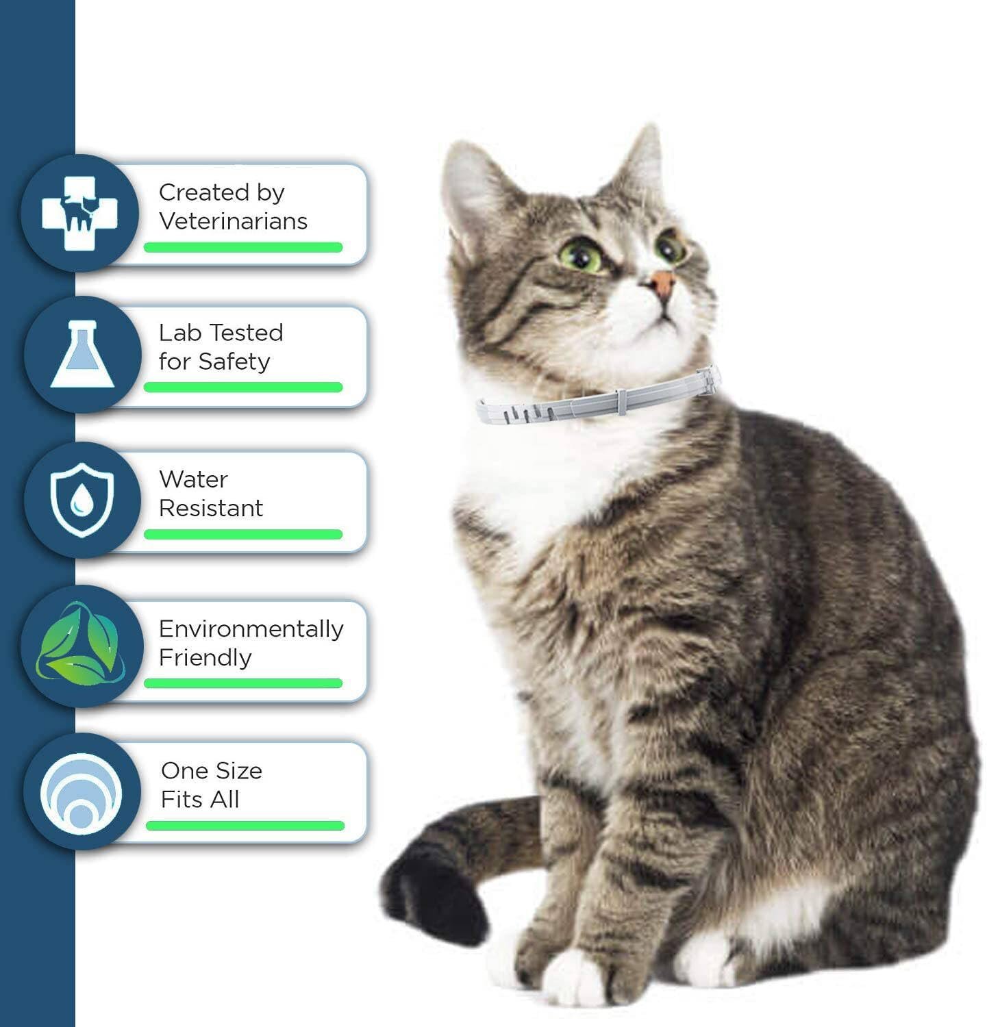 Flea and Tick Collar for Cats - Offers 12-Month Protection, Crafted with Premium Plant Oils, Waterproof, Natural, Safe for Kittens, Includes Free Comb and Tweezers, 13.8 in (2 Packs) - Image 2