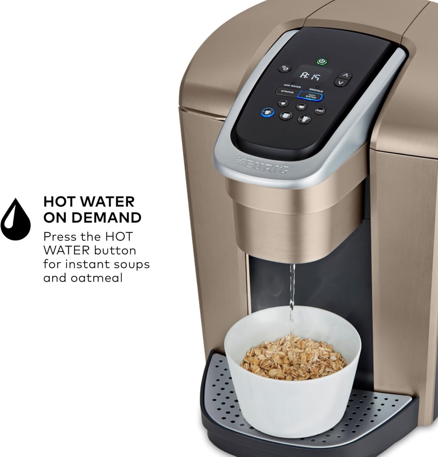 Keurig K-Elite Single Serve K-Cup Pod Coffee Maker, with Strength and Temperature Control, Iced Coffee Capability, 8 to 12oz Brew Size, Programmable, Brushed Gold - Image 4