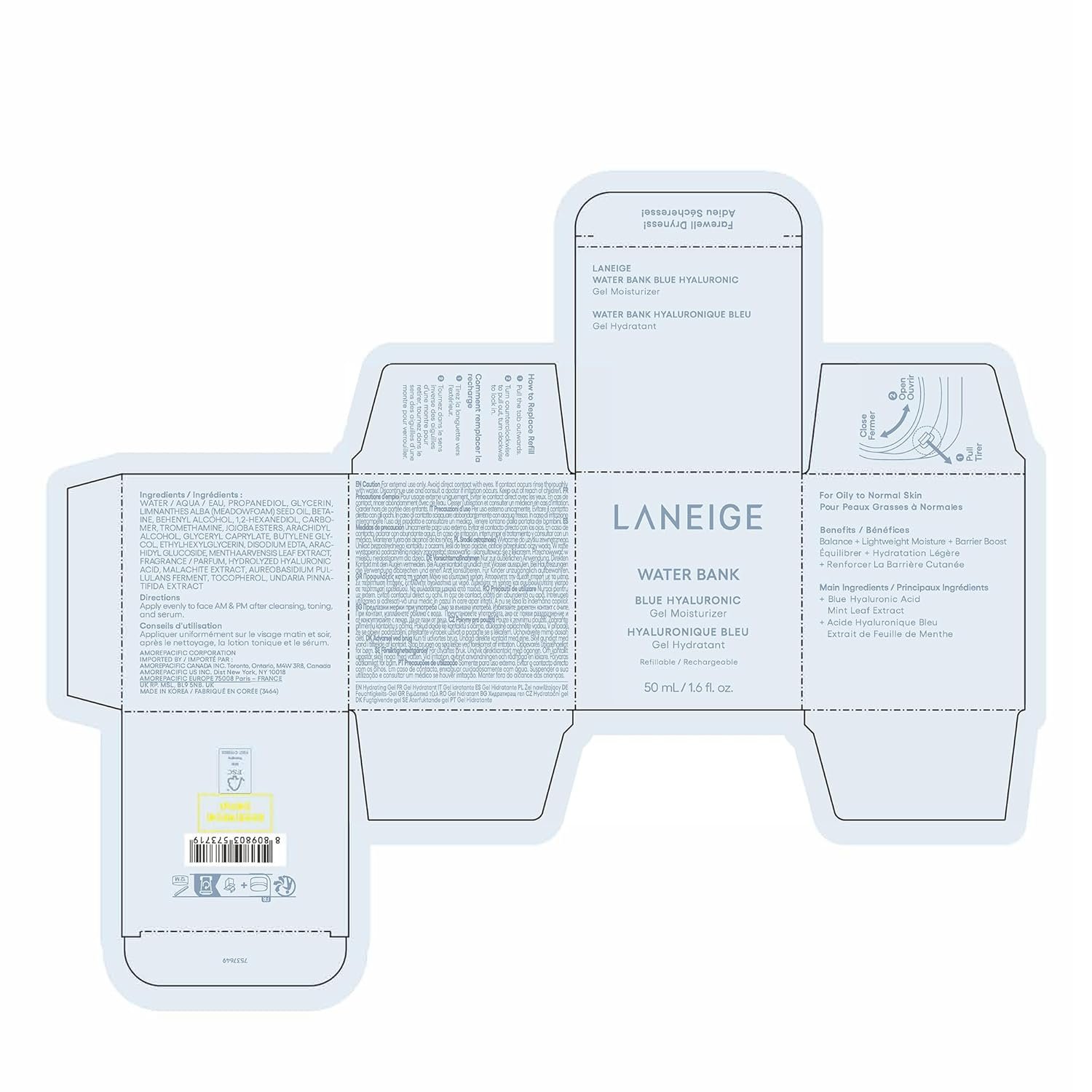 LANEIGE Water Bank Blue Hyaluronic Gel Moisturizer: Lightweight Hydrating Face Gel with Mint Extract, Hypoallergenic & Dermatologist-Tested - Image 12