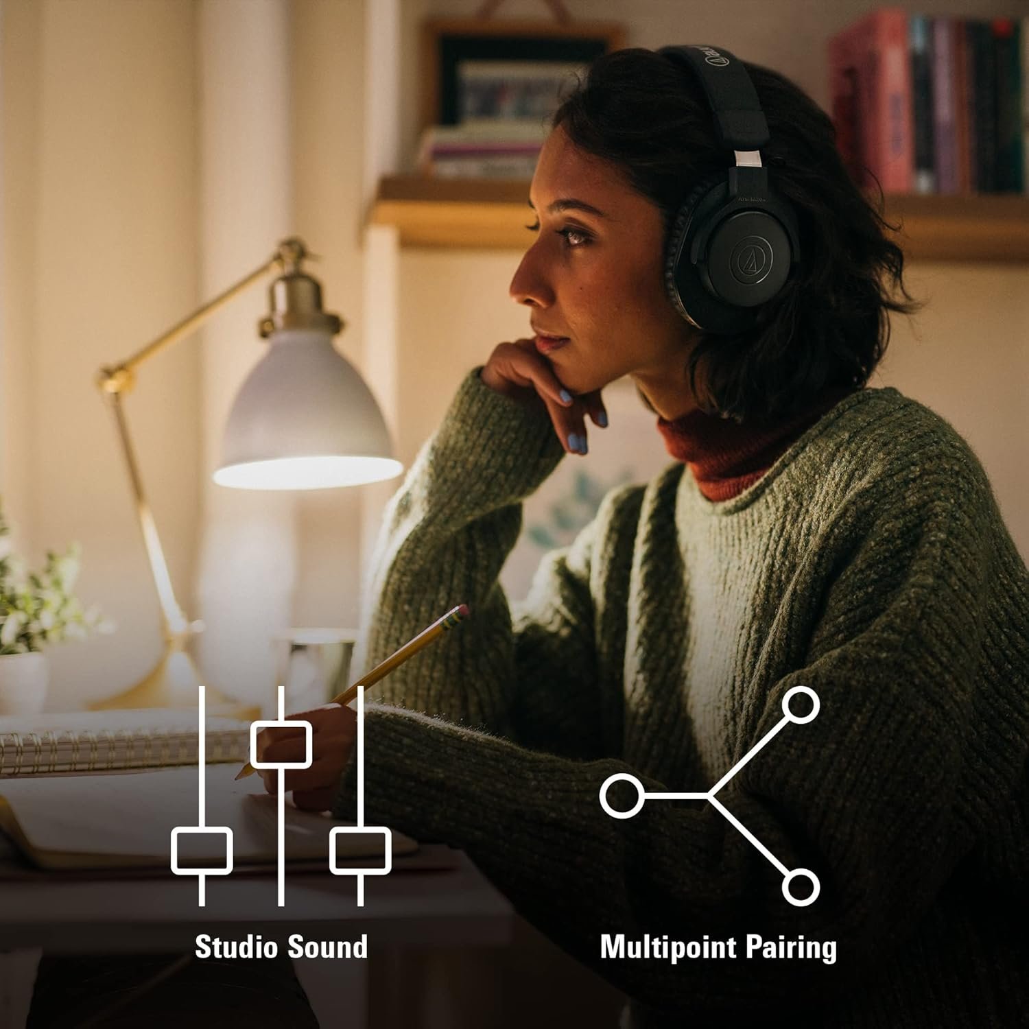 Audio-Technica ATH-M20xBT Wireless Over-Ear Headphones, Black - Image 6