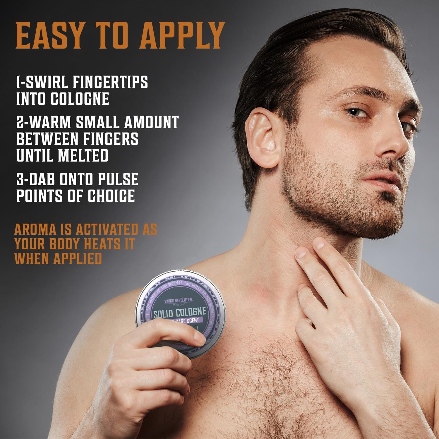 Viking Revolution Clary Sage Mens Solid Cologne Men 2 Oz - Men Solid Perfume with Clary Sage Cologne for Men - Balm Cologne for Mens Cologne Balm Travel Cologne Wax (1 pack, Clary Sage) - Image 4