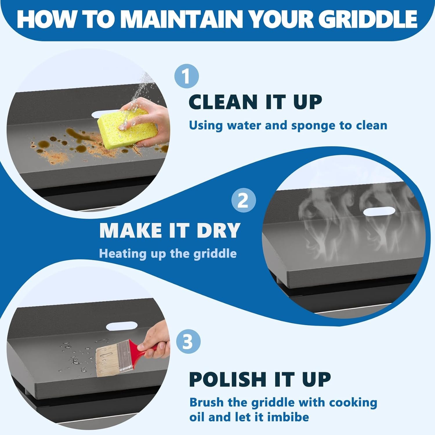 SafBbcue 22 inch Griddle Replacement Flat Top for Blackstone 22 inch Tabletop Griddle with Rear Grease System for Blackstone 22" Grill 1813 1666 1891 1833 1840 1842 2166 1895 Grill Replacement Top - Image 7