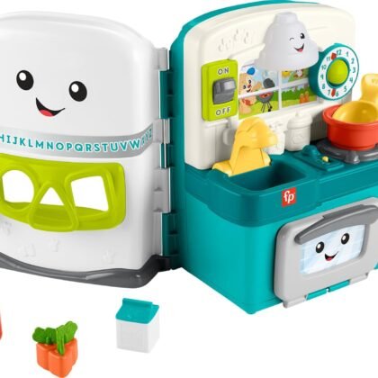 Fisher-Price Baby & Toddler Toy Laugh & Learn Learning Kitchen Playset with Music Lights & 5 Play Pieces for Kids Ages 6+ Months