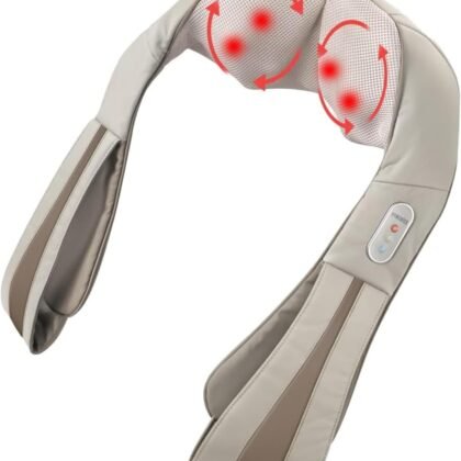 HoMedics Shiatsu Deluxe Neck & Shoulder Massager with Heat, 3 Speeds, Changes Direction, Muscle Kneading for Back, & Legs, Portable, Convenient Straps, Thera-P, Beige