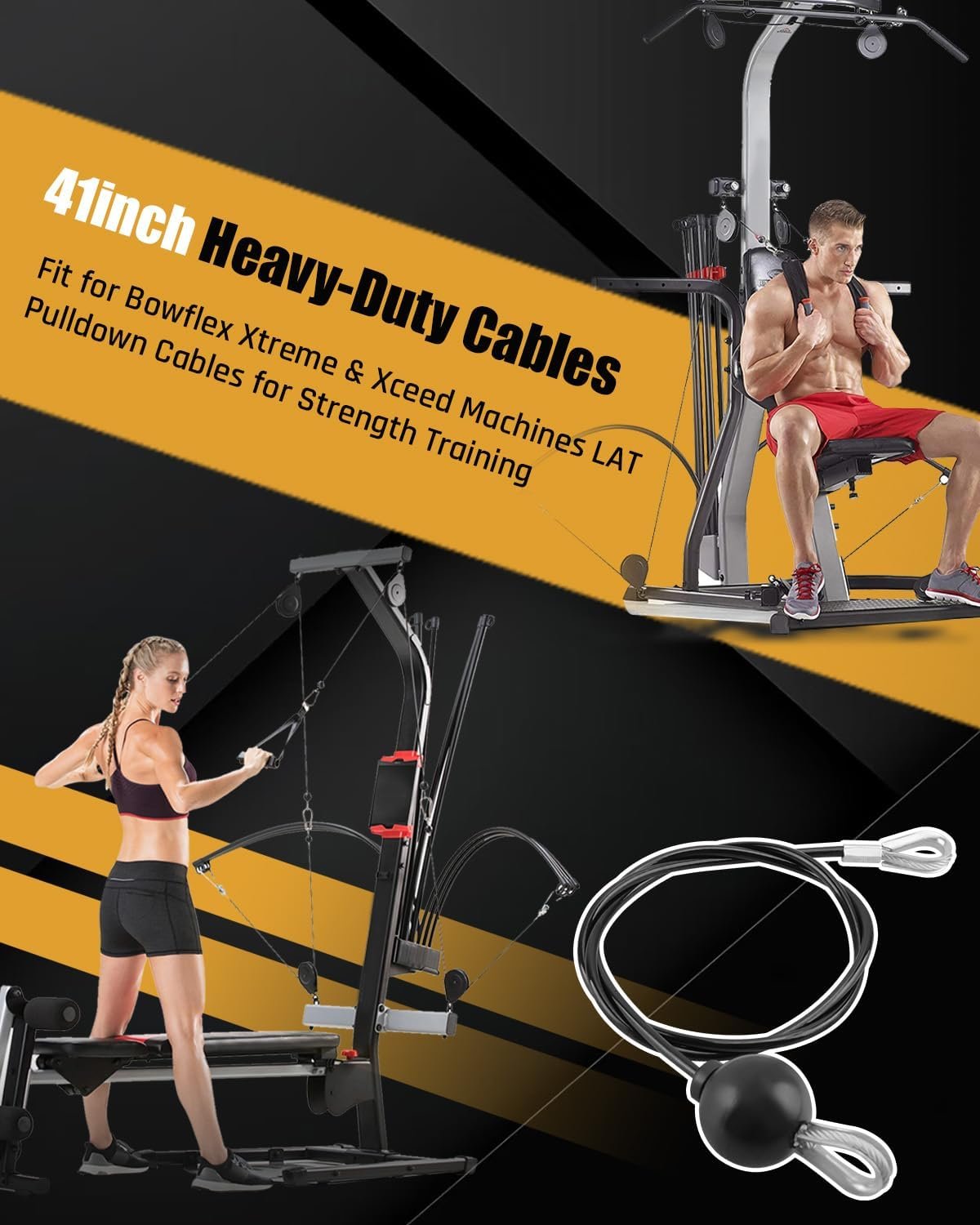 LAT Pulldown 41” Cables Fit for Bowflex Xtreme and for Xceed Heavy-Duty Replacement, for Strength Training - Image 2