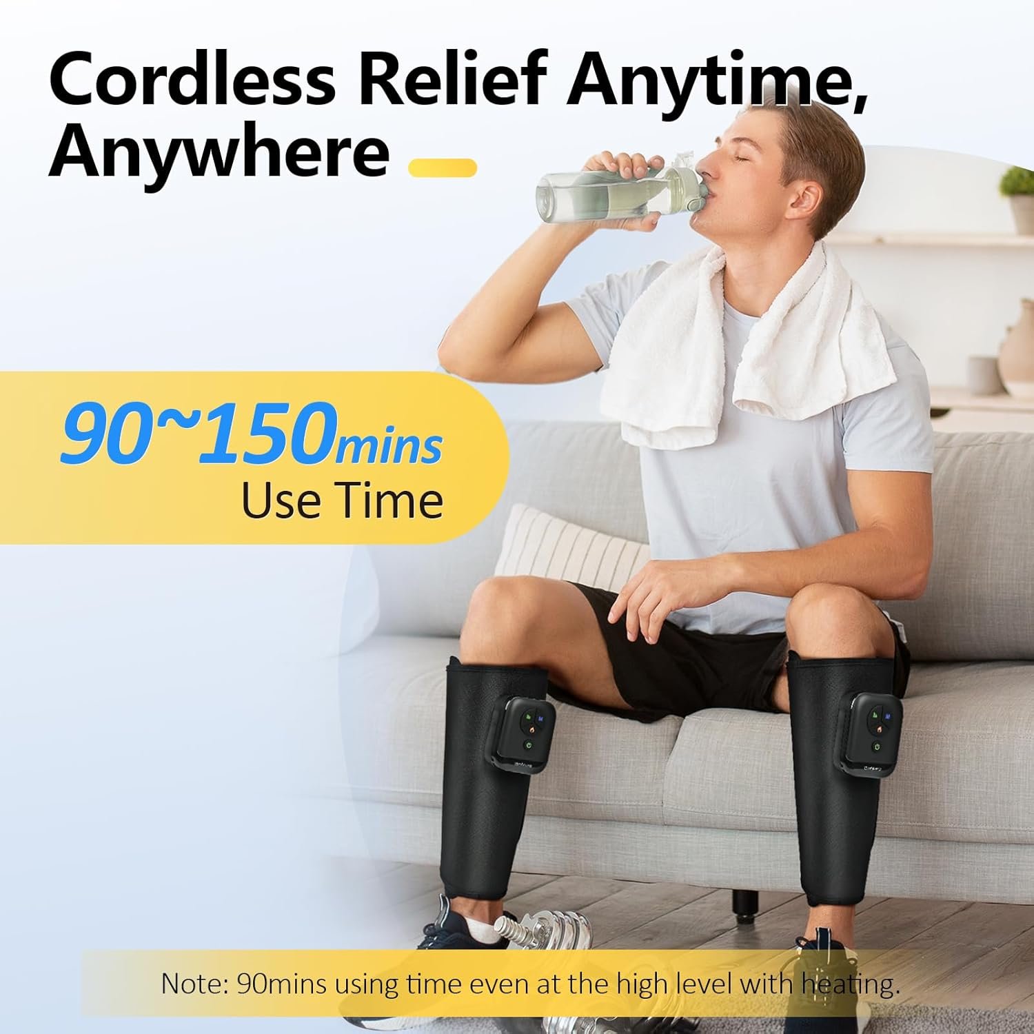 Comfytemp Cordless Leg Massager for Circulation and Pain Relief, Birthday Gift for Dad Mom Men Women, Portable Calves Massage with Heat and Compression, for RLS Edema Muscles (Fit Calf Size up to 18") - Image 4