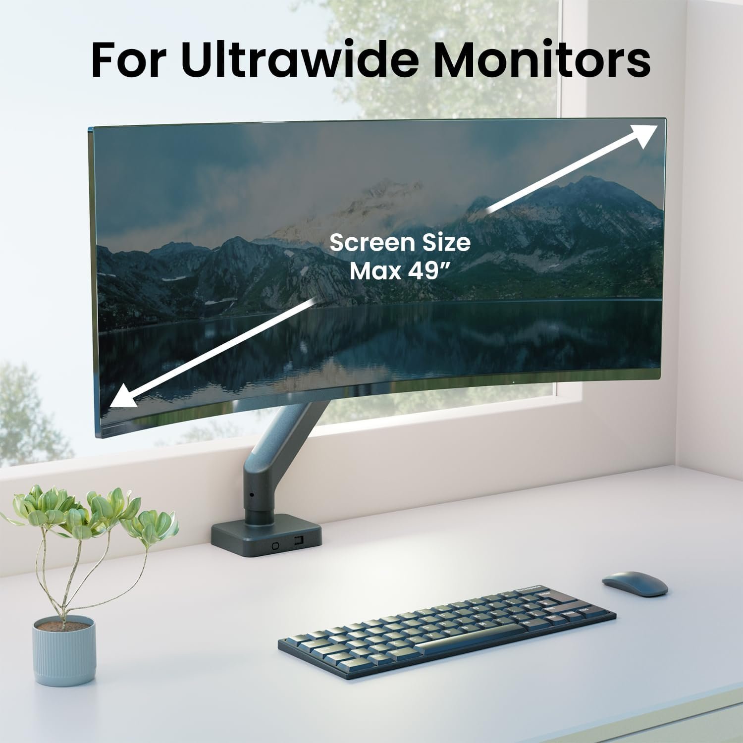 Samsung Odyssey G9 Premium Ultrawide Monitor Arm - 49" Curved Ultrawide Mount, Heavy Duty, Adjustable Height, Max VESA 100x100, Black - Image 5