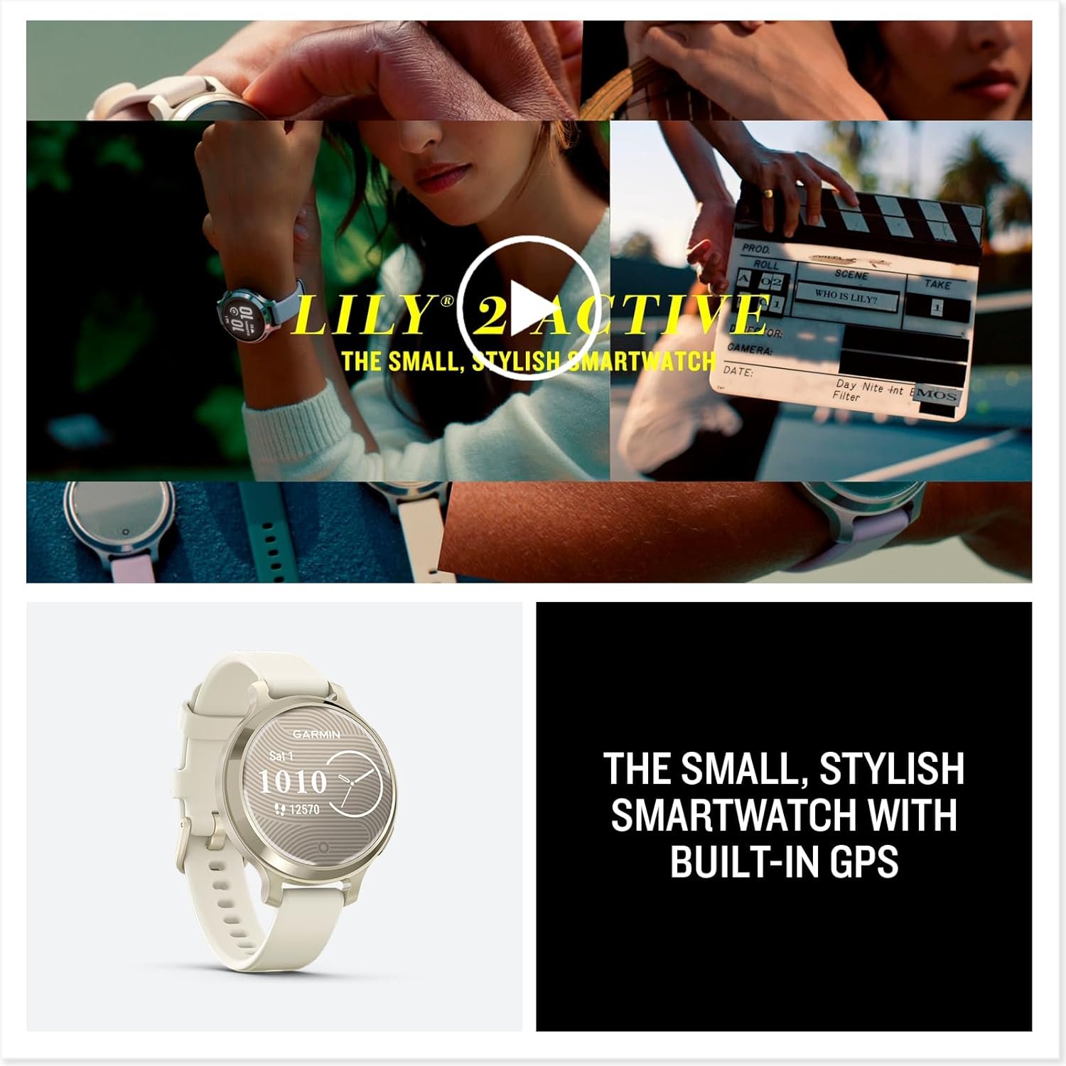 Garmin Lily® 2 Active, Small and Stylish Smartwatch, Built-in GPS, Hidden Display, Patterned Lens, Up to 9 Days Battery Life, Lunar Gold with Bone Silicone Band - Image 8