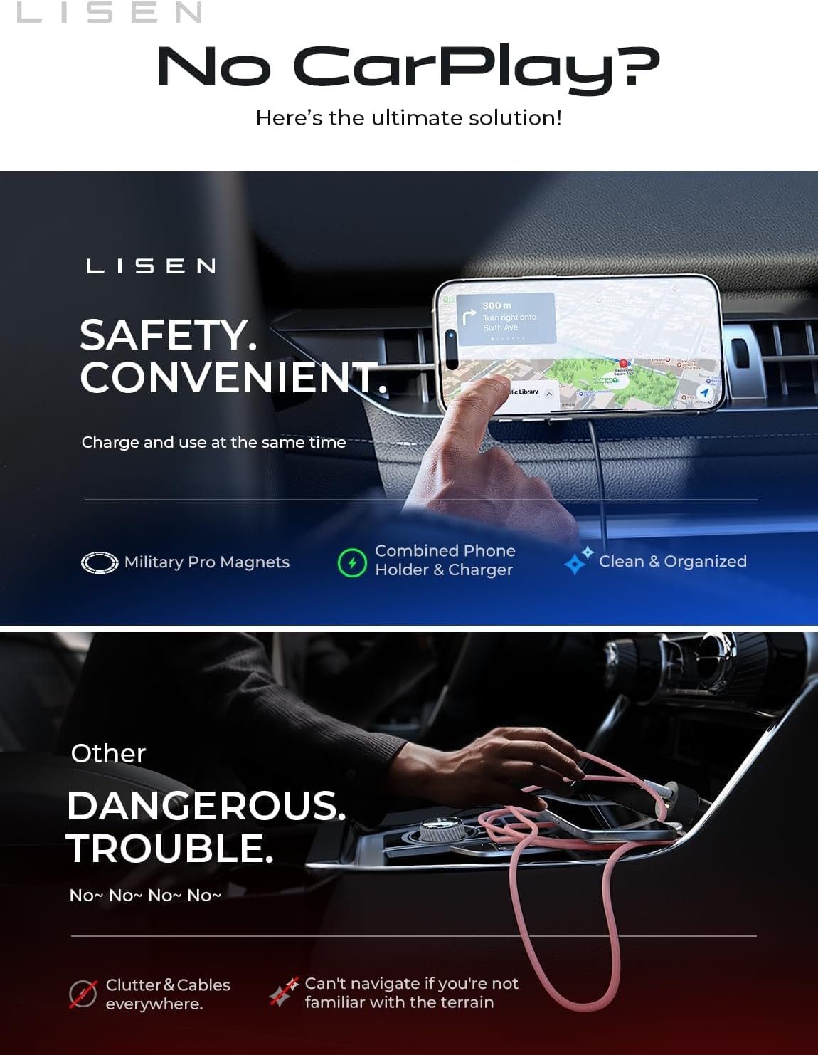 LISEN for 15W MagSafe Car Mount Charger,Magnetic Wireless Car Charger for iPhone 17 Pro Max Accessories,Magnetic Phone Holder for iPhone 17-12,Samsung,Pixel,Jeep Ford F150 Accessories,Gifts - Image 6