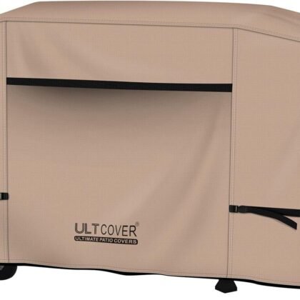 ULTCOVER 600D Outdoor Waterproof Griddle Cover for Blackstone Halo LoCo Cookers Nexgrill Weber 36 inch Two Side Shelves Flap Top Grill with Hood