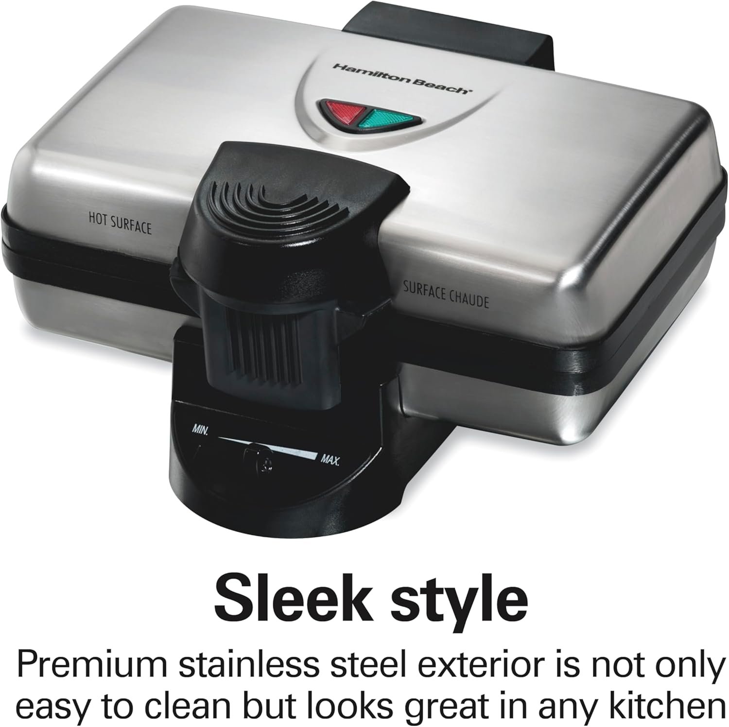 Hamilton Beach Belgian Mini Waffle Maker with Shade Control, Makes 2 at Once, Create Personalized Keto Chaffles and Hash Browns, PFAS-Free Non-Stick Plates, Compact Design, Stainless Steel (26009) - Image 7