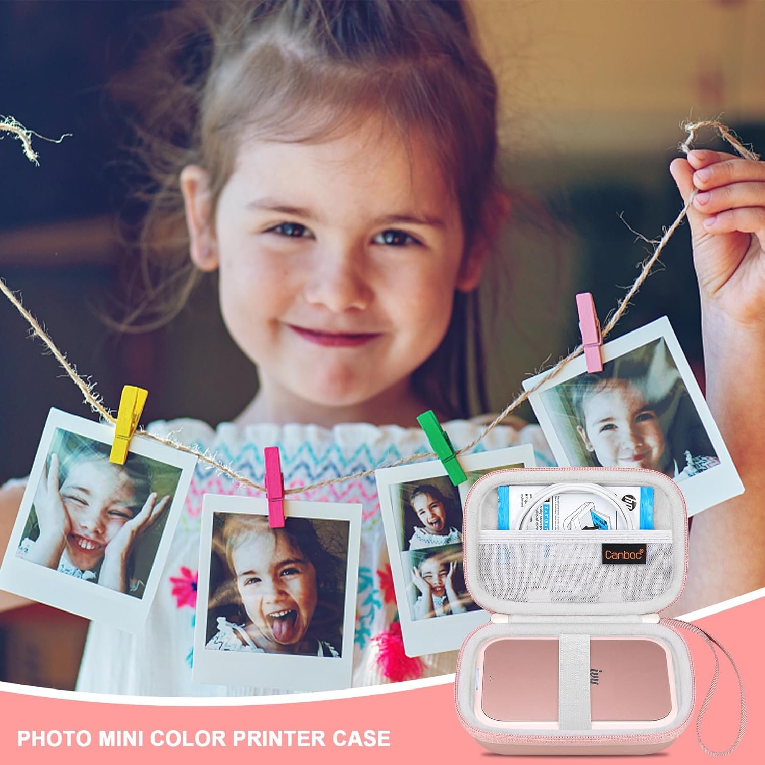 Canboc Hard Case for Canon Ivy 2/Canon Ivy/Canon Ivy CLIQ+2 CLIQ 2 CLIQ+ Mini Photo Printer Mobile Wireless Bluetooth Instant Camera Printer, Mesh Bag fit Photo Paper and Cable, Rose Gold - Image 8