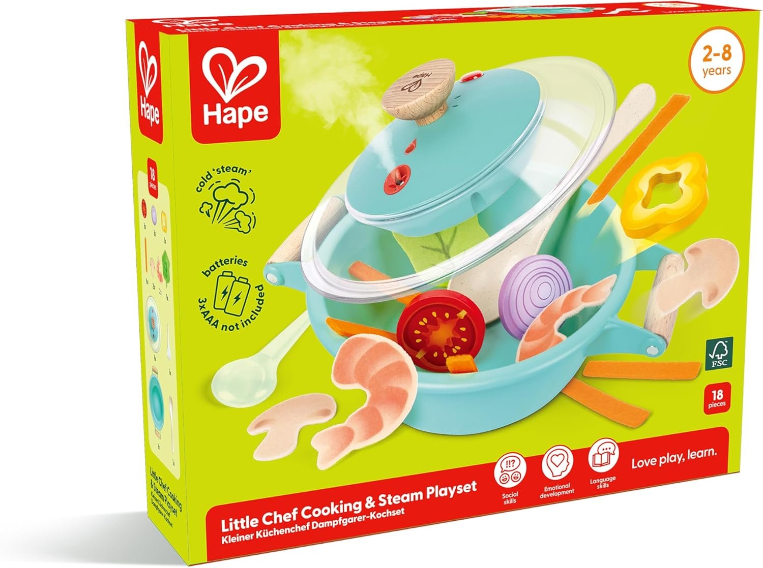 Hape Little Chef Cooking & Steam Playset | Toy Kitchen with Play Food and Accessories, for Children Ages 3+ Years - Image 9