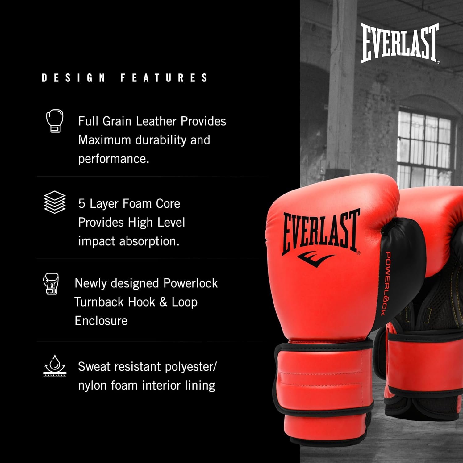 Everlast Powerlock 2 Hook & Loop Boxing Gloves | Fight Training Gloves | Hook and Loop with Durable Hand & Wrist Support | Heavy Bag & Fitness Training - Image 3