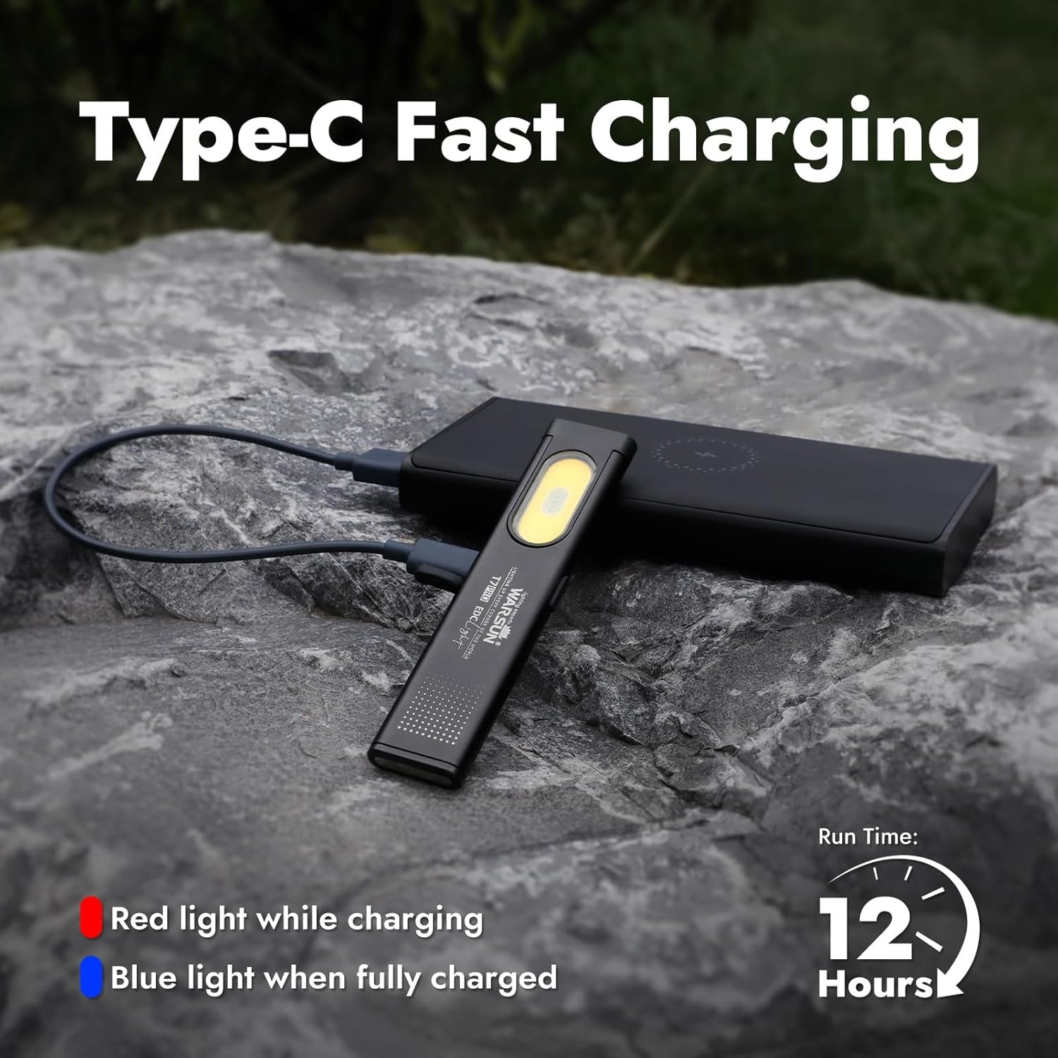 WARSUN T7 EDC Flashlight, Compact Multi-Mode Pocket LED Flashlight, USB-C Rechargeable, IPX4, Dual Material, Red/Blue Strobe - Image 8